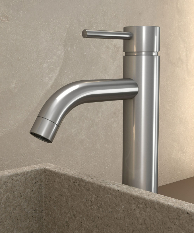Tall Basin Mixer Tap, Brushed Nickel - Corbeau