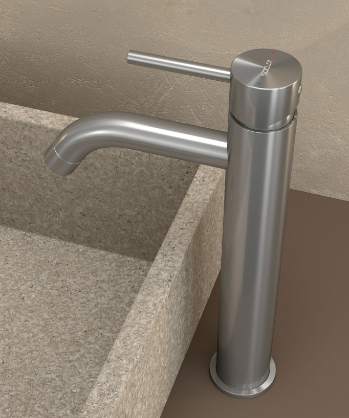 Tall Basin Mixer Tap, Brushed Nickel - Corbeau