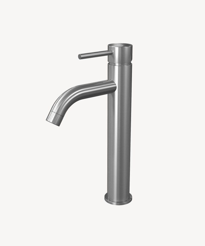 Tall Basin Mixer Tap, Brushed Nickel - Corbeau