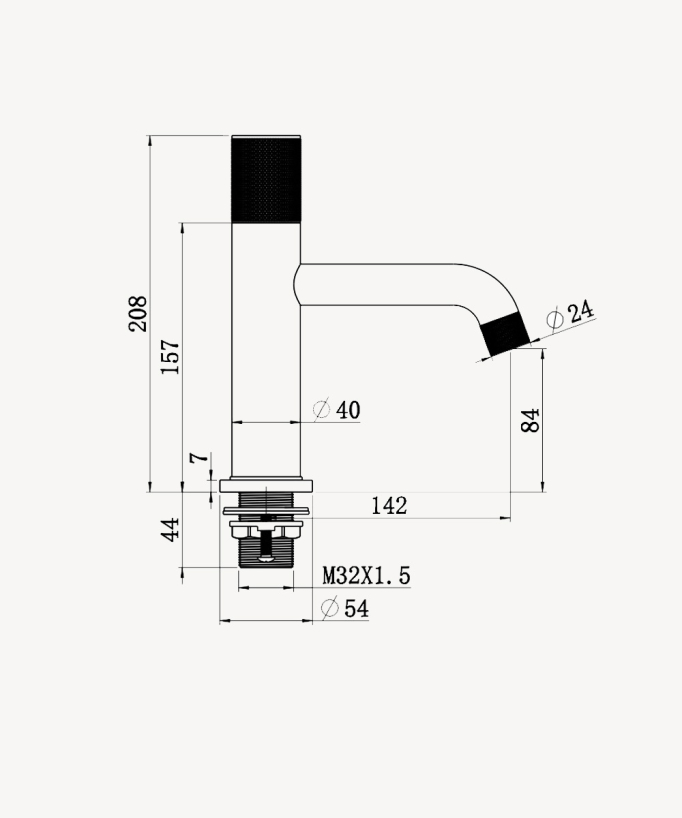 Designer basin mixer tap without flow control chrome - Leros