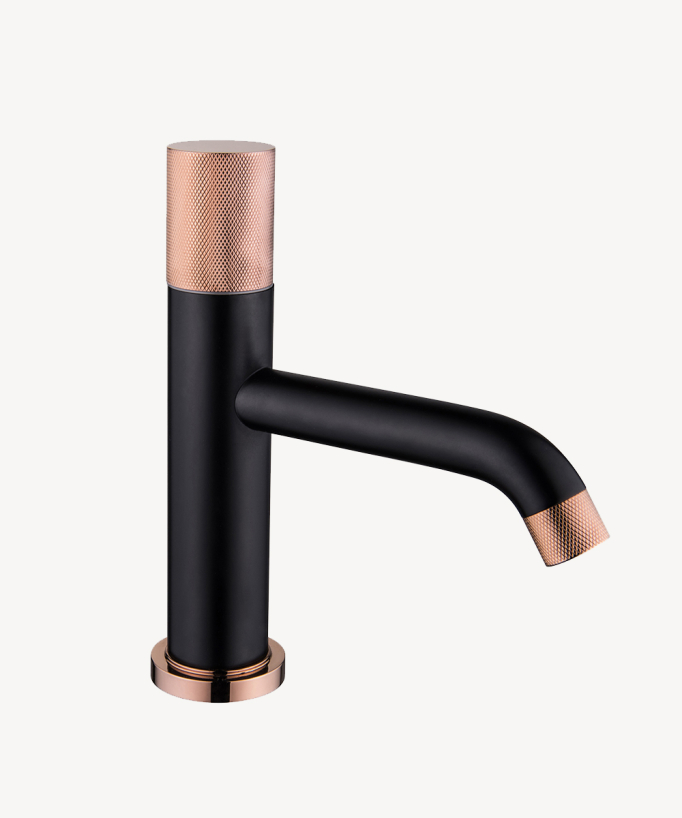 Designer Basin Mixer Tap, Black & Rose Gold - Leros