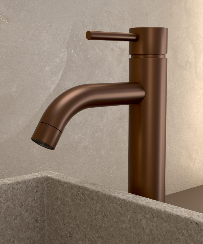 Tall Basin Mixer Tap, Brushed Rose Gold - Corbeau