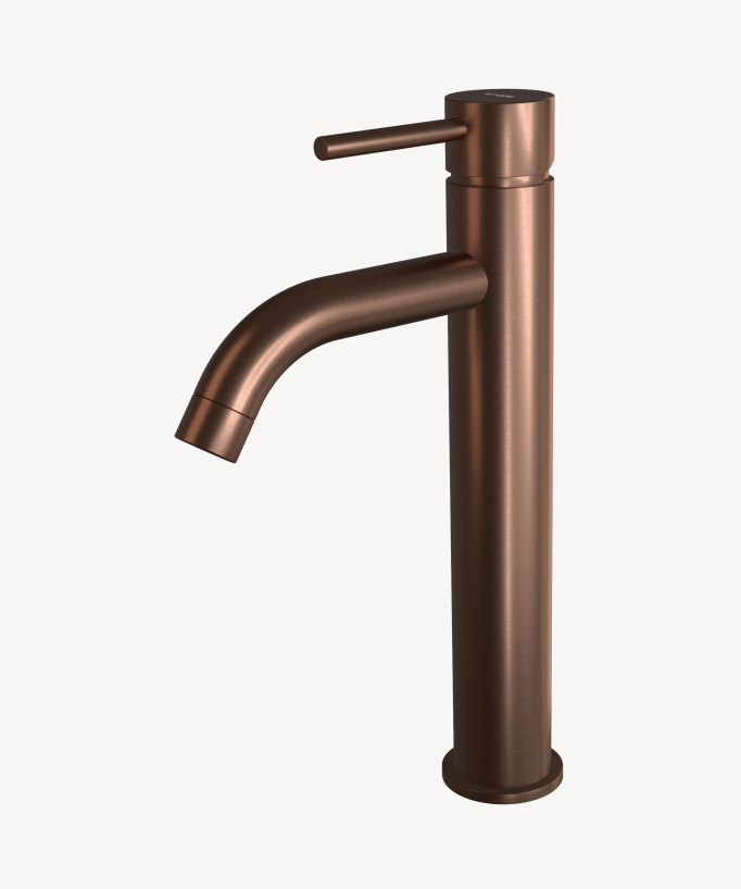 Tall Basin Mixer Tap, Brushed Rose Gold - Corbeau