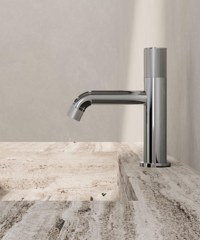 Designer basin mixer tap without flow control chrome - Leros