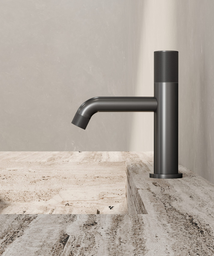 Designer basin mixer tap without flow control gunmetal - Leros
