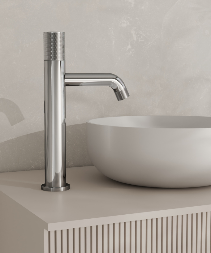 Tall designer basin mixer tap without flow control chrome - Leros