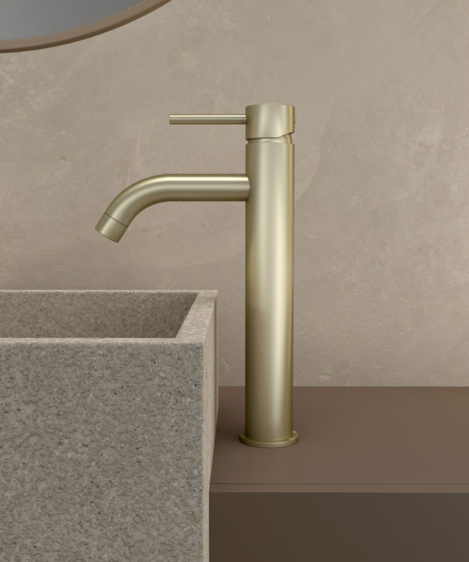 Tall Basin Mixer Tap, Brushed Gold - Corbeau