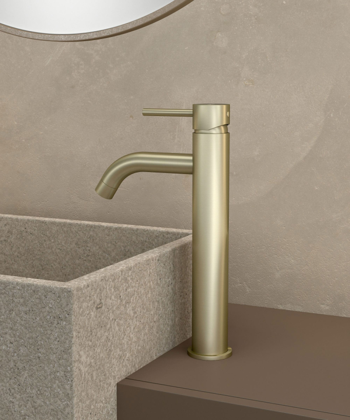 Tall Basin Mixer Tap, Brushed Gold - Corbeau
