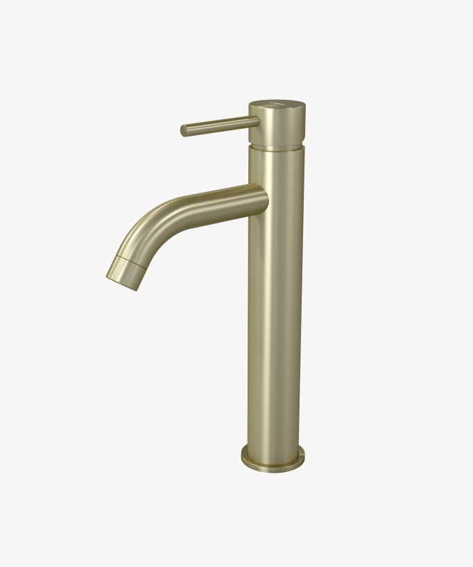 Tall Basin Mixer Tap, Brushed Gold - Corbeau