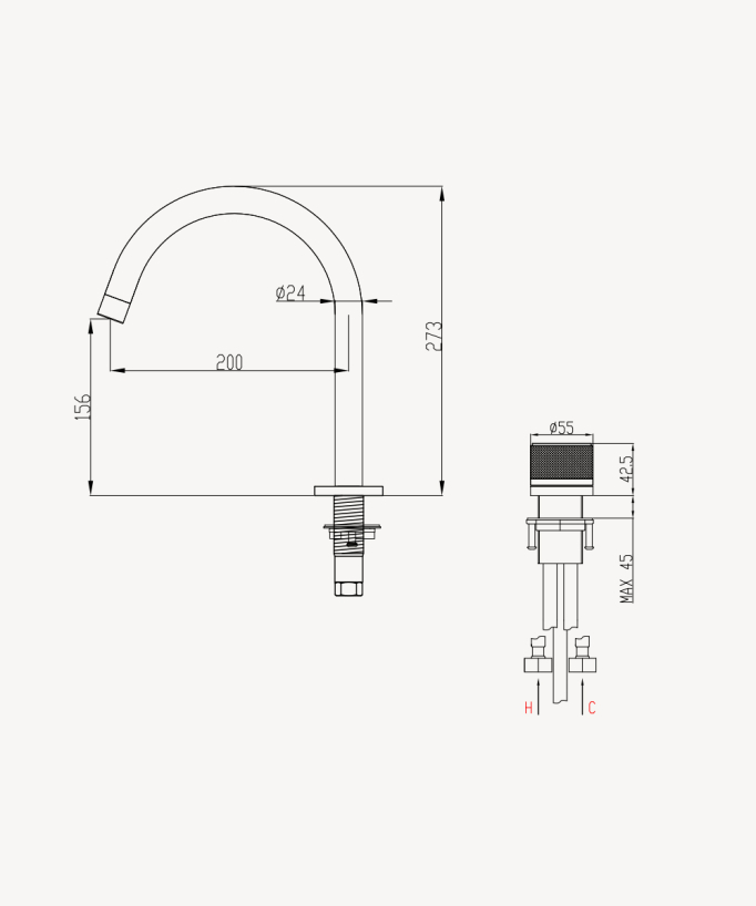 Wall-mounted 2-hole basin mixer tap without flow control black - Leros