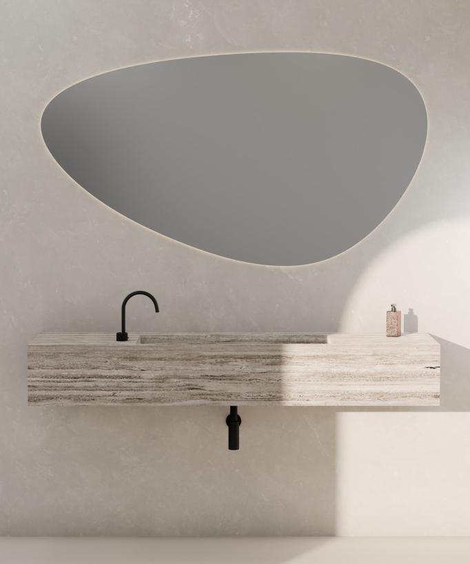 Wall-mounted 2-hole basin mixer tap without flow control black - Leros
