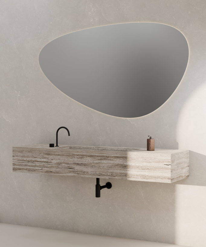 Wall-mounted 2-hole basin mixer tap without flow control black - Leros