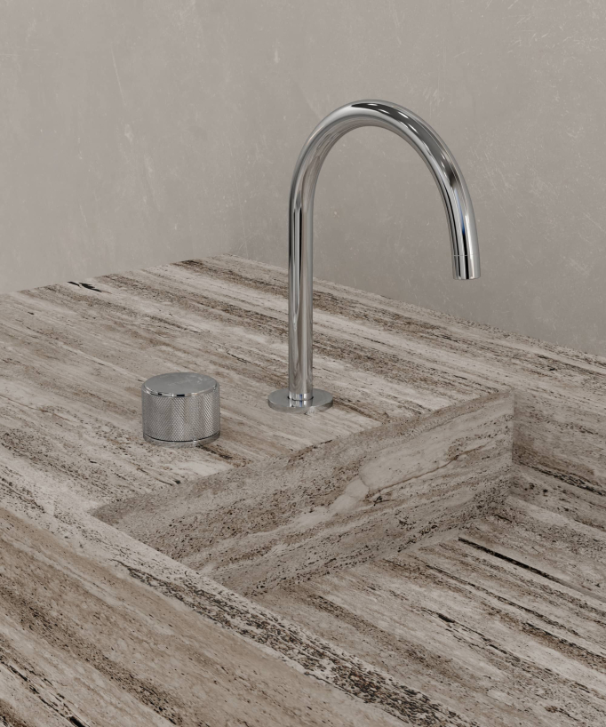 Wall-mounted 2-hole basin mixer tap without flow control chrome - Leros
