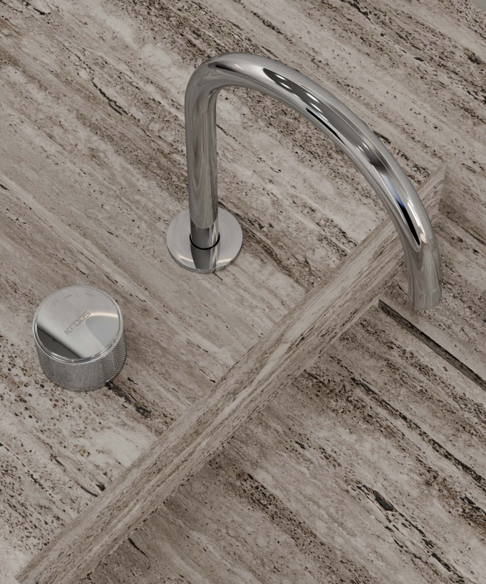 Wall-mounted 2-hole basin mixer tap without flow control chrome - Leros