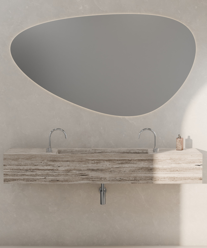 Wall-mounted 2-hole basin mixer tap without flow control chrome - Leros
