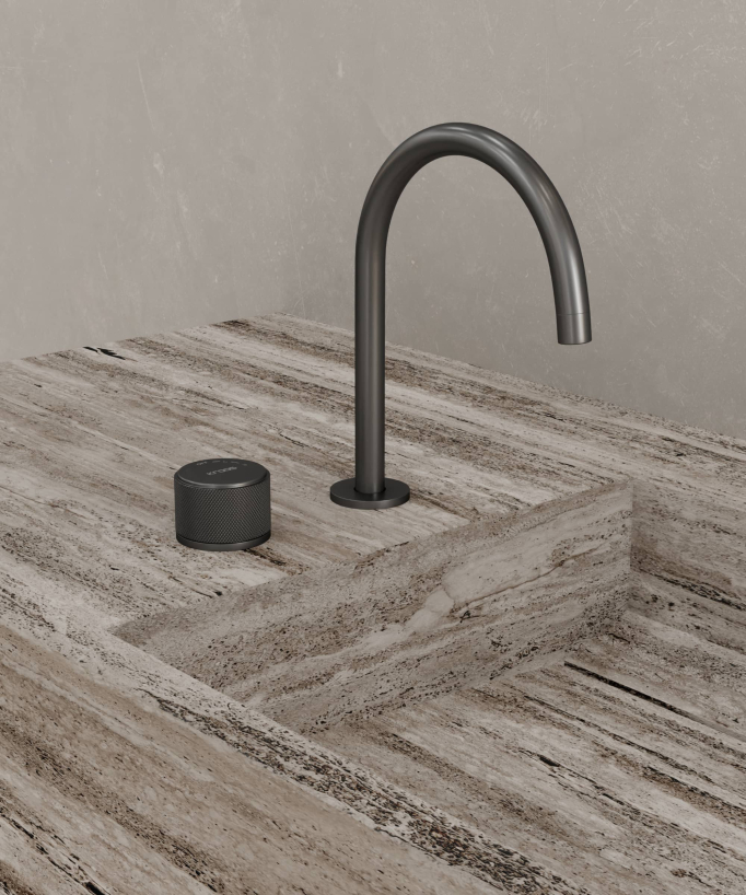 Wall-mounted 2-hole basin mixer tap without flow control gunmetal - Leros