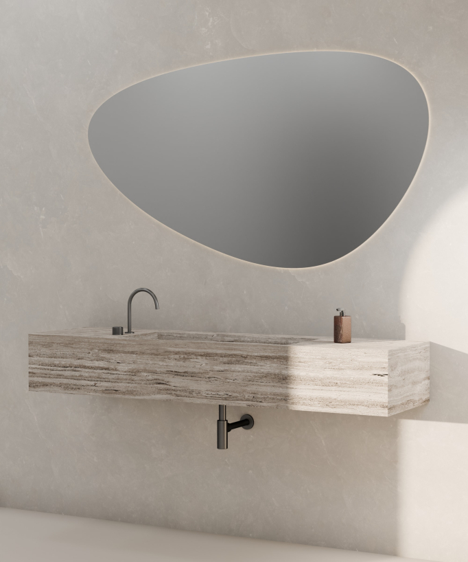 Wall-mounted 2-hole basin mixer tap without flow control gunmetal - Leros