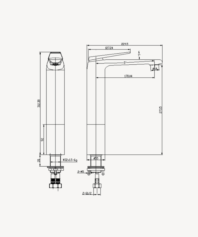 Tall Basin Mixer Tap for Basins, Chrome - Ptolemy