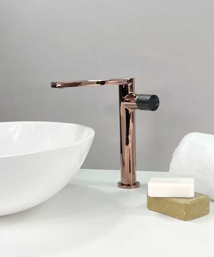 Tall Basin Mixer Tap, Rose Gold - Syrma
