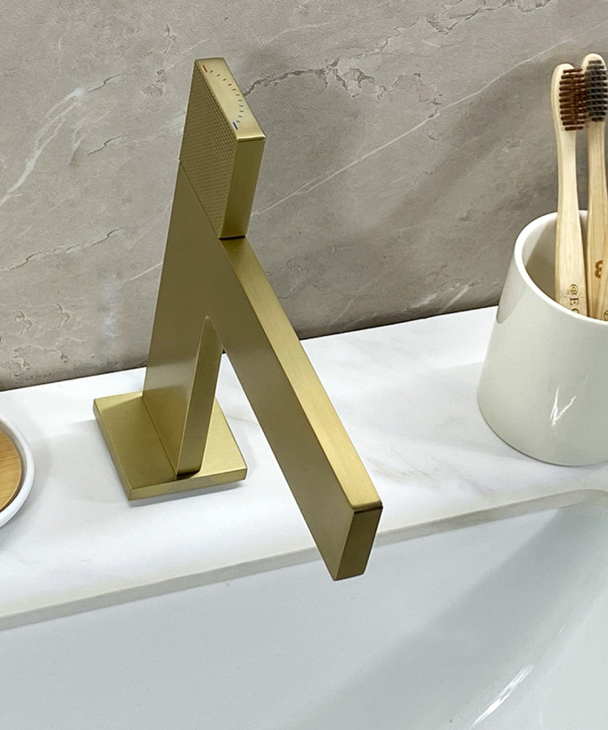 Designer Basin Mixer Tap, Brushed Gold - Kyra