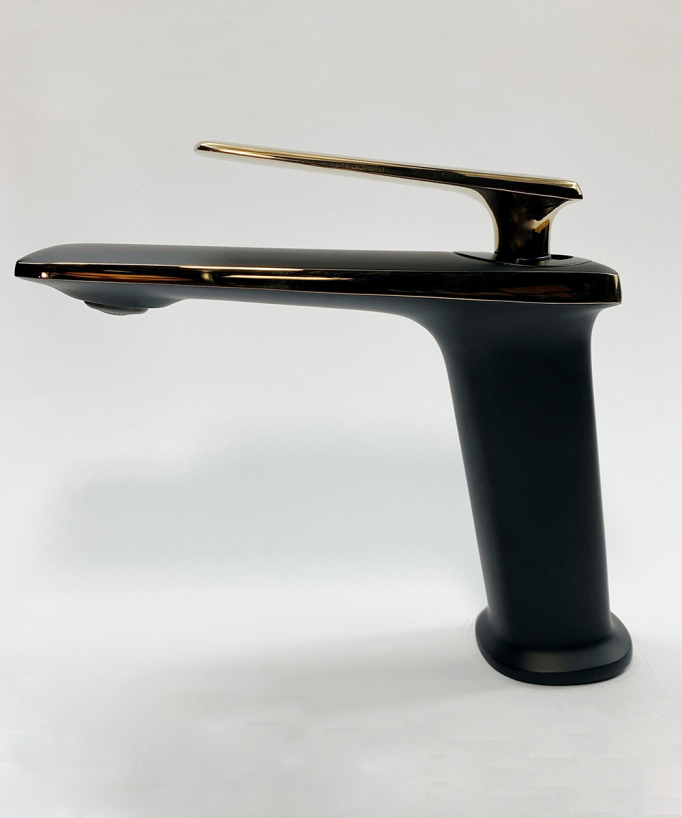 Basin Mixer Tap, Black & Rose Gold - Brittia