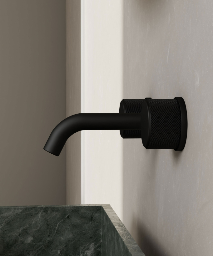 Wall-Mounted Basin Mixer, Black - Leros