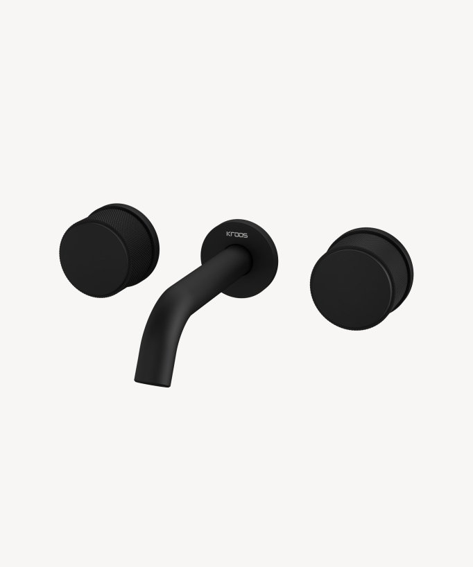 Wall-Mounted Basin Mixer, Black - Leros