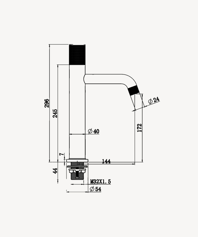 Tall designer basin mixer tap without flow control chrome - Leros