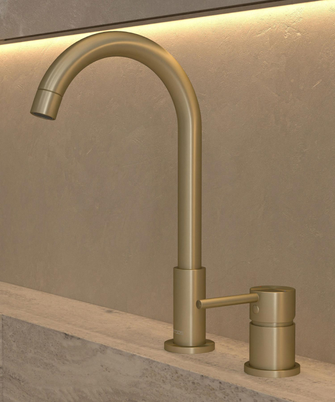 2-Hole Basin Mixer Tap, Brushed Gold - Corbeau