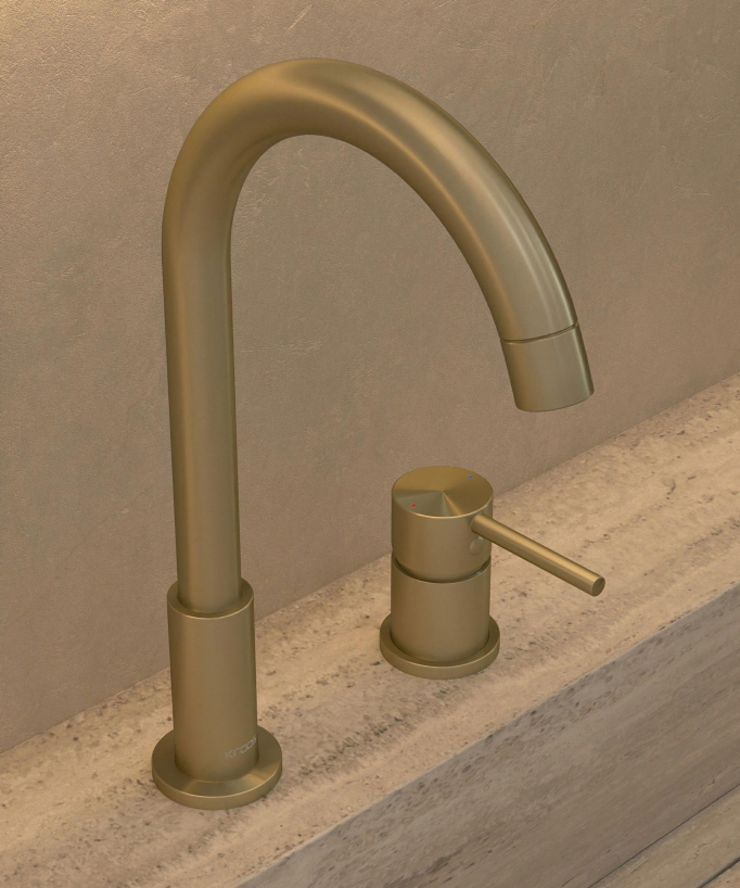 2-Hole Basin Mixer Tap, Brushed Gold - Corbeau