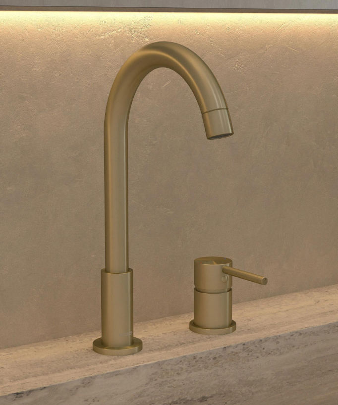2-Hole Basin Mixer Tap, Brushed Gold - Corbeau