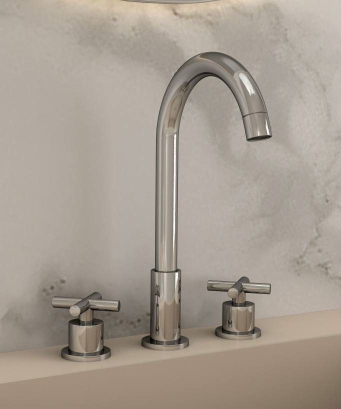 Deck-Mounted Basin Mixer Tap, Chrome - Corbeau