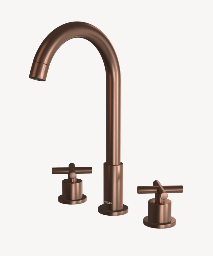 Deck-Mounted Basin Mixer, Brushed Rose Gold - Corbeau