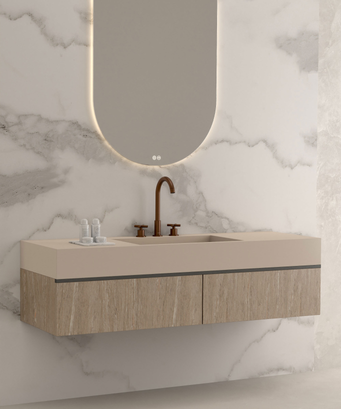 Deck-Mounted Basin Mixer, Brushed Rose Gold - Corbeau