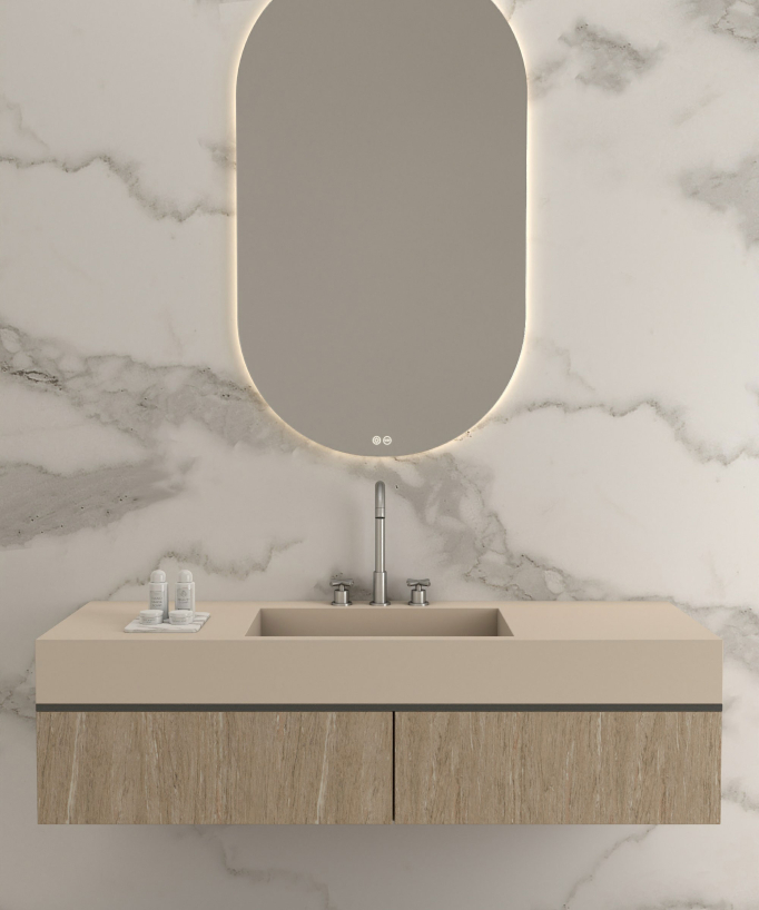 Deck-Mounted Basin Mixer, Brushed Nickel - Corbeau