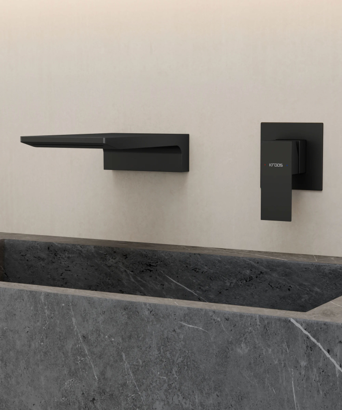 Wall-Mounted Waterfall Basin Mixer, Black - Thilia