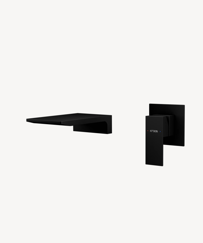 Wall-Mounted Waterfall Basin Mixer, Black - Thilia