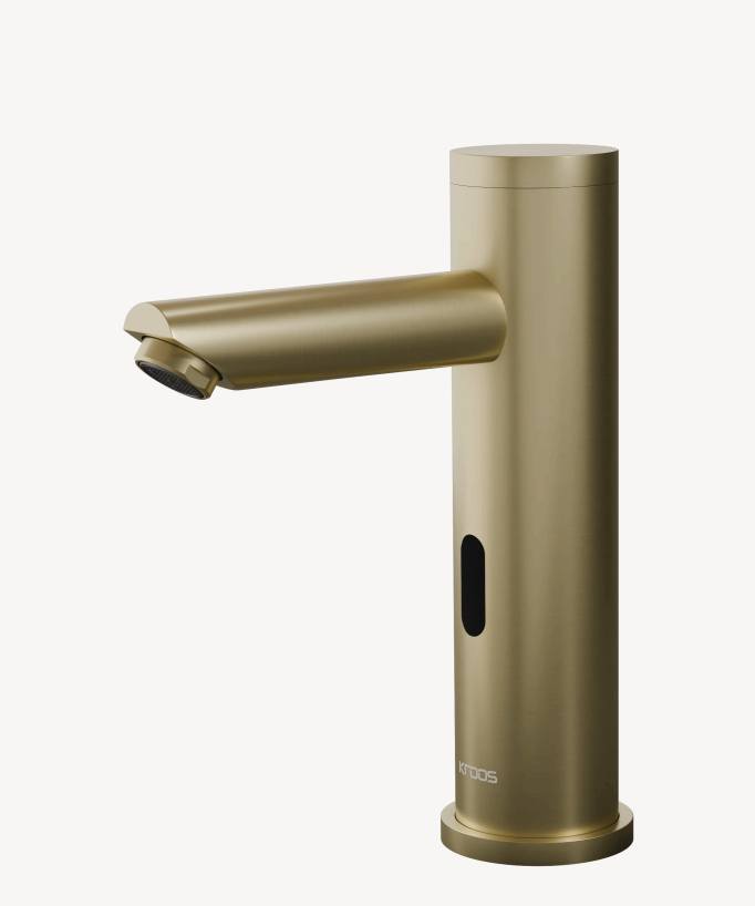 Modern Automatic Basin Tap, Cold Water, Brushed Gold - Pula