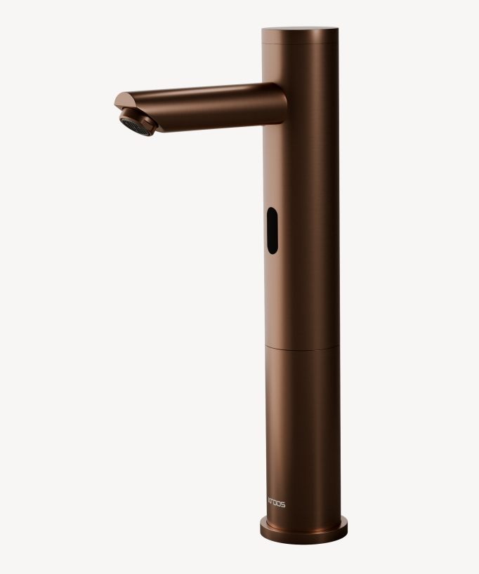 Automatic countertop basin mixer tap in brass, cold water, brushed rose gold – Corbeau