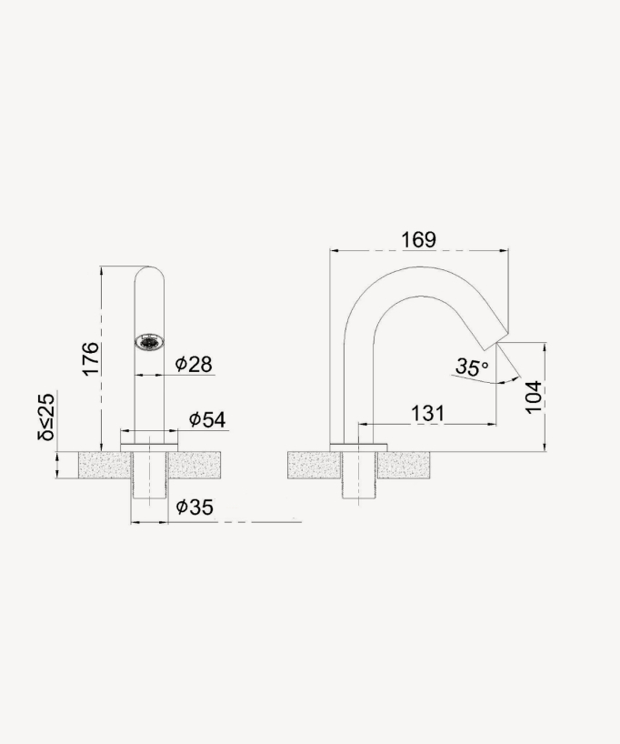 Automatic basin tap, cold water, brushed rose gold – Corbeau