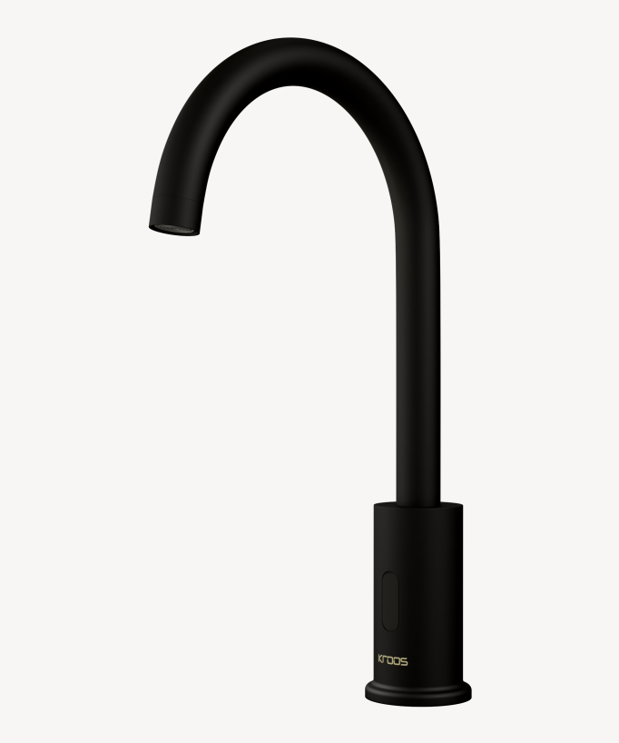 Tall automatic basin tap, cold water, black – Corbeau
