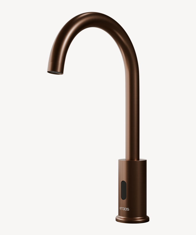 Tall automatic basin tap, cold water, brushed rose gold – Corbeau