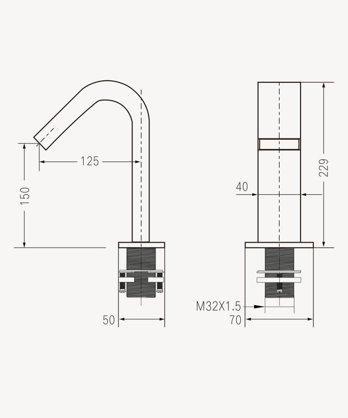 Automatic basin tap, cold water, brushed rose gold – Fiumina