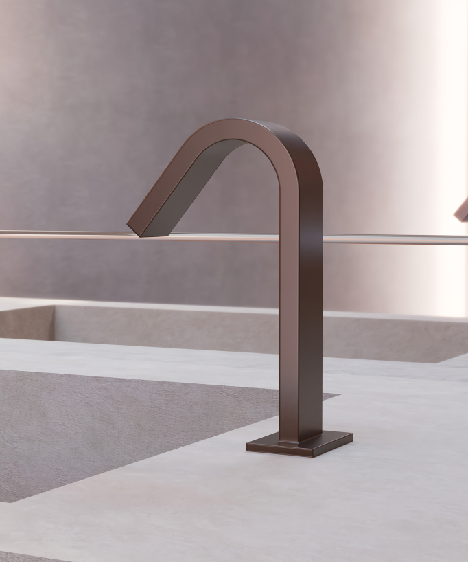 Automatic basin tap, cold water, brushed rose gold – Fiumina