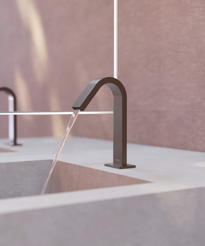 Automatic basin tap, cold water, brushed rose gold – Fiumina