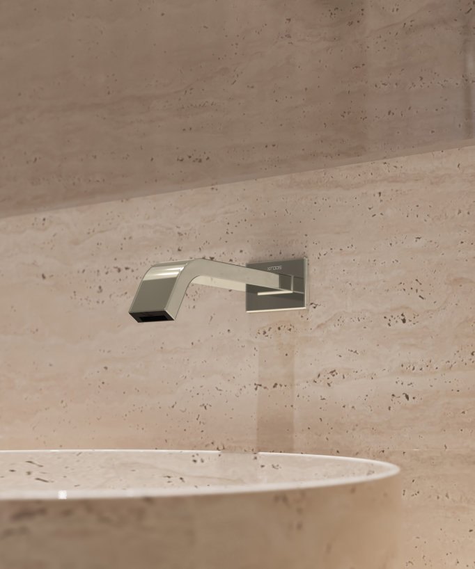 Wall-mounted automatic basin tap, cold water, champagne – Fiumina