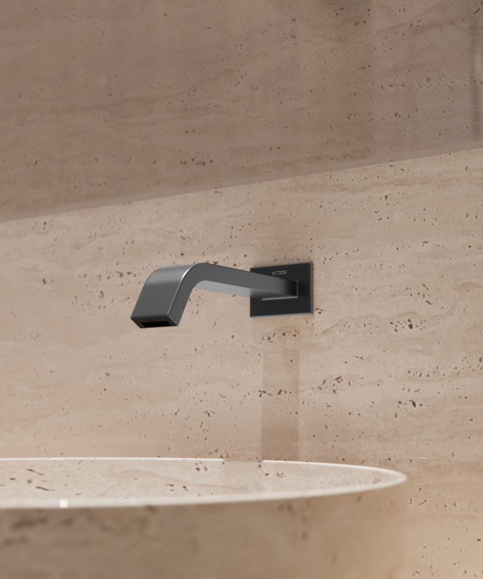 Wall-mounted automatic basin tap, cold water, gunmetal – Fiumina