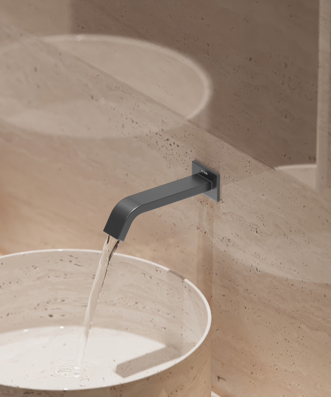 Wall-mounted automatic basin tap, cold water, gunmetal – Fiumina