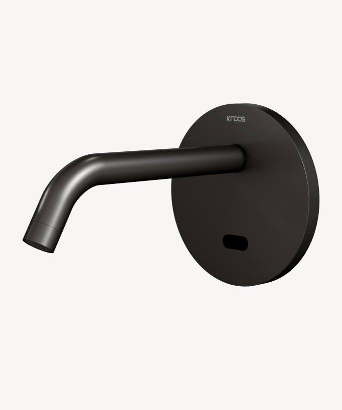 Wall-mounted automatic basin tap with backplate, cold water, gunmetal – Corbeau