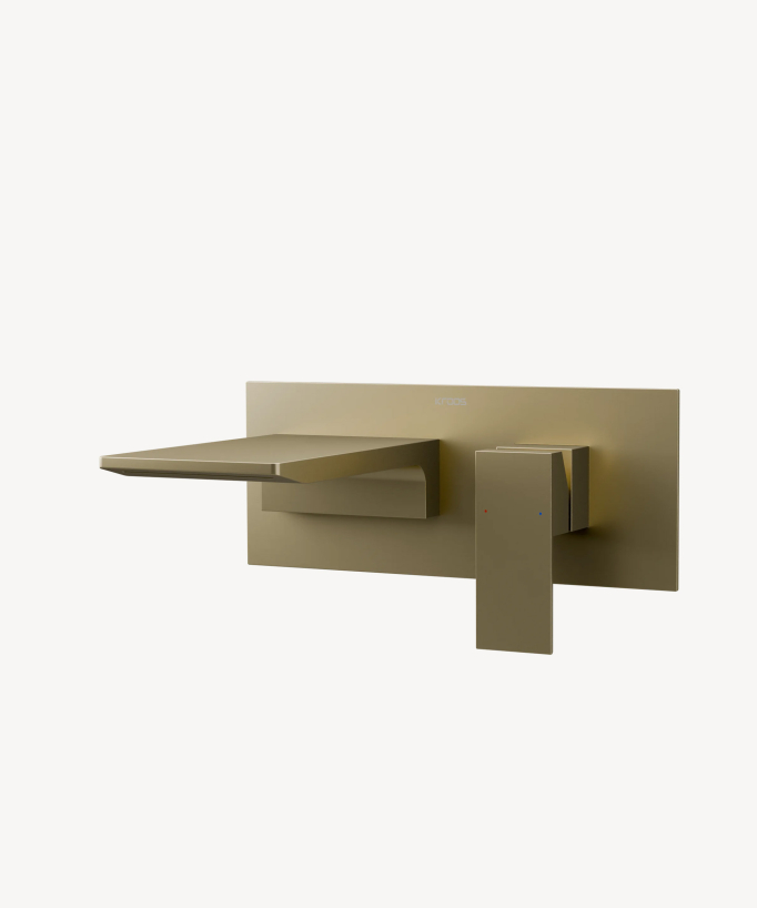 Wall-Mounted Waterfall Basin Mixer, Brushed Gold - Thilia